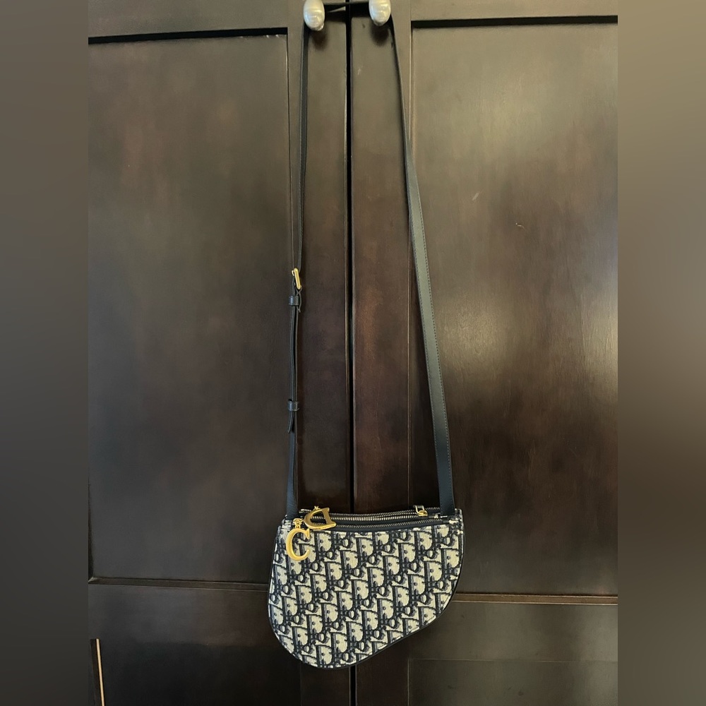 Christian Dior oblique saddle pouch with strap